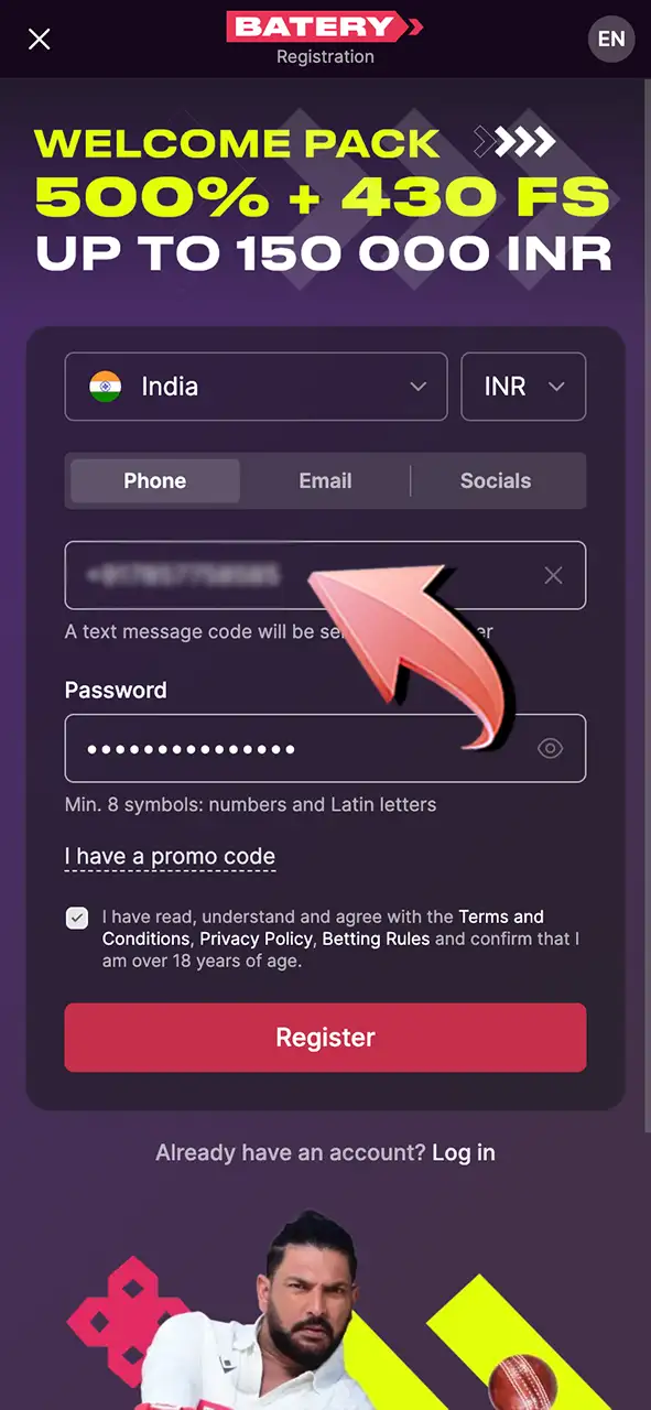 Enter your details to create a Batery account.